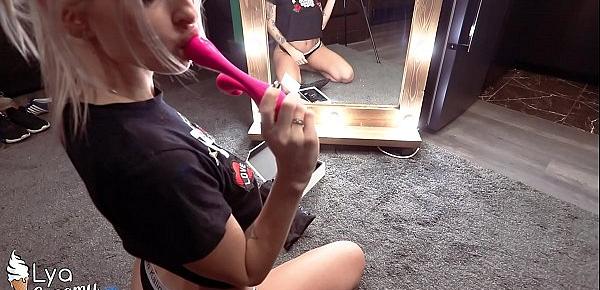  Sexy Blonde Masturbate Vagina Sex Toys at Mirror - Intensive Orgasm